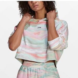 Adidas pastel marbled Cropped Hoodie XL
